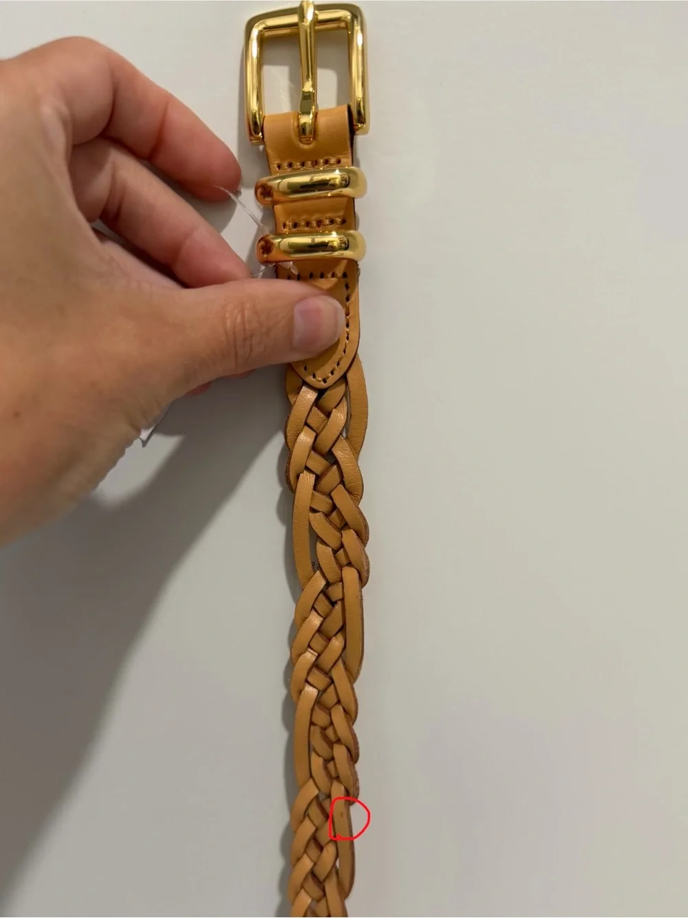 NEW J. Crew Skinny braided belt in Italian leather Raw Cashew CR824 $70 M/L